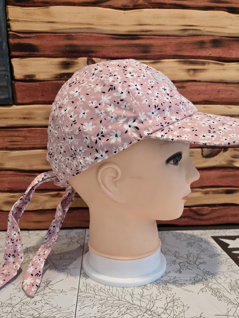 Pink Floral Tie Back Baseball Cap Inspirational Hat OS Woman